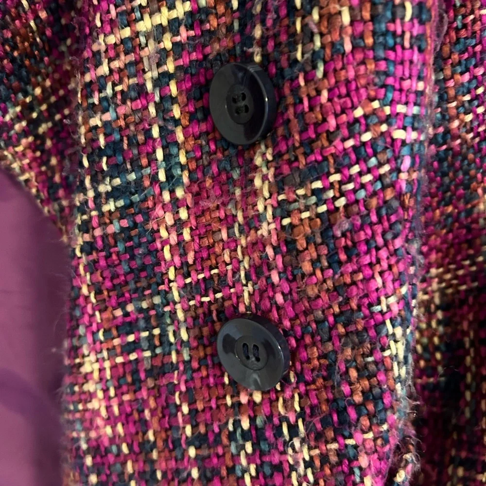 Denim Lab tweed multicolor button down lined size small long sleeve suit jacket - Picture 6 of 7